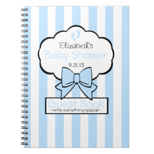 Livre d'invité rayé bleu de baby shower