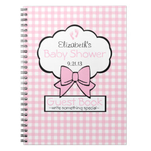 Livre d'invité rose de baby shower de guingan