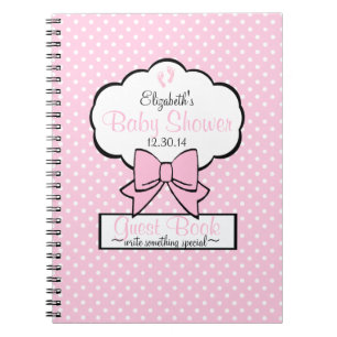 Livre d'invité rose de baby shower de point de
