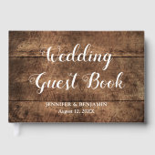 Livre d'invité Rustic Distressed Wood Mariage (Recto)