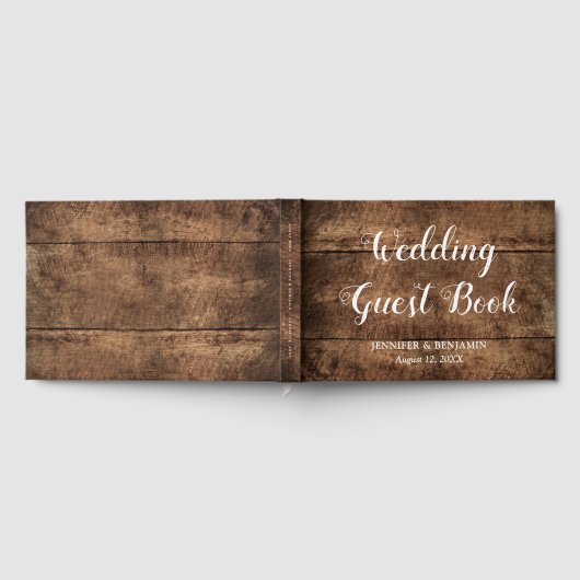 Livre d'invité Rustic Distressed Wood Mariage (Complet)