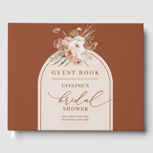 Livre d'invité Rustique Dusty Orange Pampas Grass (Recto)