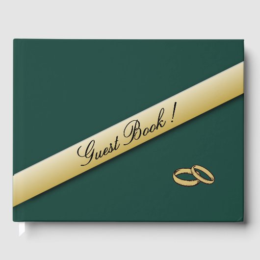 Livre d'invité simple Hunter Green et Gold Mariage (Recto)