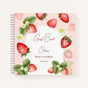 Livre d'invité sur le baby shower sucré aux fraise