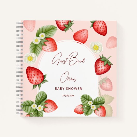 Livre d'invité sur le baby shower sucré aux fraise (Devant)