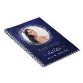 Livre d'invité Sweet 16 marine bleu argent photo (Côté Droit)