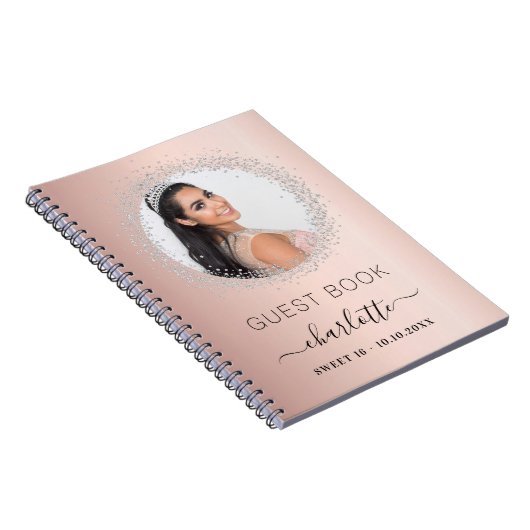 Livre d'invité Sweet 16 rose or argent photo (Côté Droit)