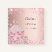 Livre d'invité Sweet 16 rose robe de parties scint (Devant)