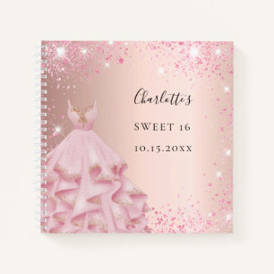 Livre d'invité Sweet 16 rose robe de parties scint