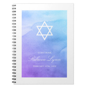 Livre d'invité turquoise pourpre de bat mitzvah