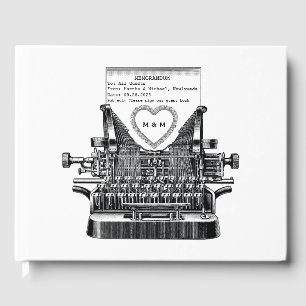 Livre d'invité vintage pour Mariage de la machine 