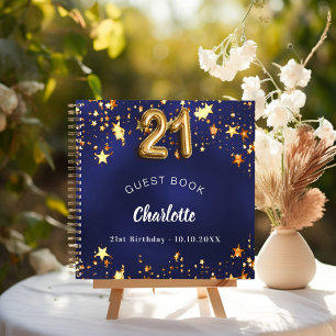 Livre d'invités 21e anniversaire marine bleu or ét