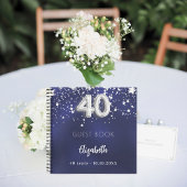Livre d'invités 40e anniversaire marine bleu argen
