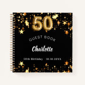 Livre d'invités 50e anniversaire étoiles d'or noir (Devant)