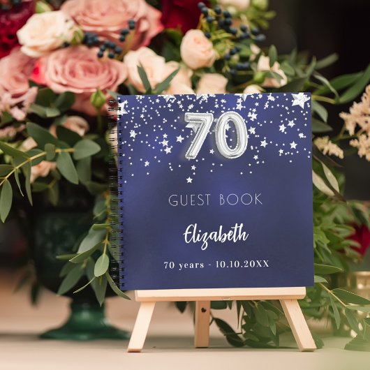 Livre d'invités 70e anniversaire marine bleu argen