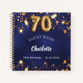 Livre d'invités 70e anniversaire marine bleu or ét (Devant)