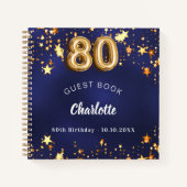 Livre d'invités 80e anniversaire marine bleu or ét (Devant)