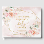 Livre d'invités baby shower rose vif et or fleuri (Recto)