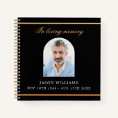 Livre d'invités funérailles funéraires noir or pho (Devant)