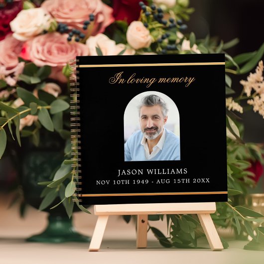 Livre d'invités funérailles funéraires noir or pho