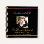 Livre d'invités funérailles funéraires noir photo  (Devant)