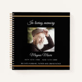 Livre d'invités funérailles funéraires noir photo  (Devant)