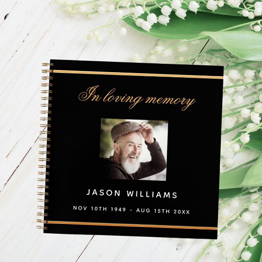 Livre d'invités funérailles funéraires noir photo