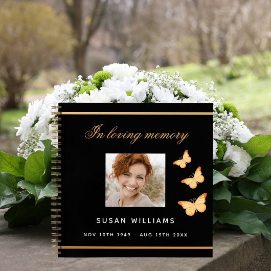 Livre d'invités funérailles funéraires noir photo 