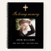 Livre d'invités funérailles funéraires noir photo  (Devant)