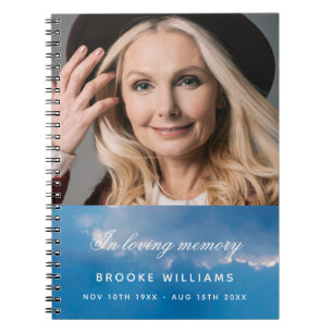 Livre d'invités funérailles mémorial bleu ciel pho