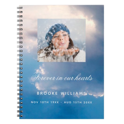 Livre d'invités funérailles mémorial bleu ciel pho (Devant)