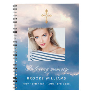 Livre d'invités funérailles mémorial bleu ciel pho