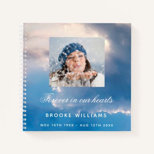 Livre d'invités funérailles mémorial bleu ciel pho (Devant)