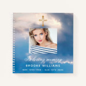 Livre d'invités funérailles mémorial bleu ciel pho (Devant)