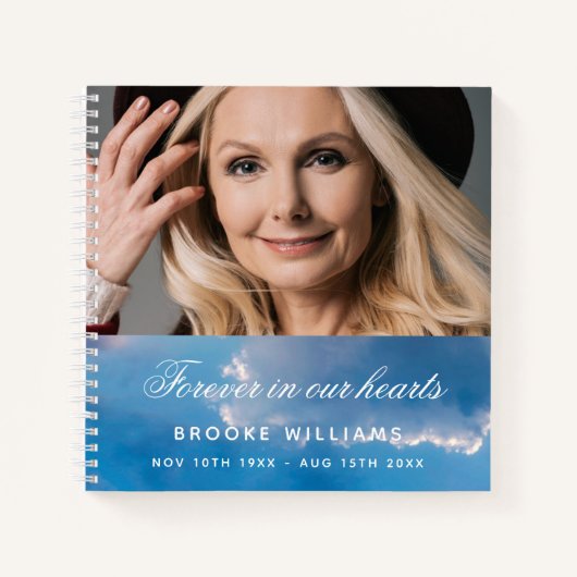 Livre d'invités funérailles mémorial bleu ciel pho (Devant)