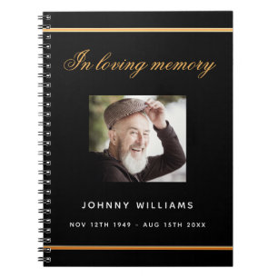 Livre d'invités funérailles mémorial noir or photo