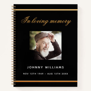 Livre d'invités funérailles mémorial noir or photo