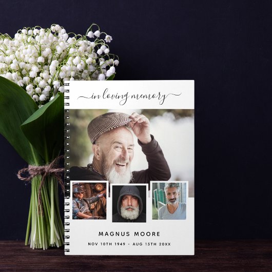 Livre d'invités funérailles photo collage blanc mé