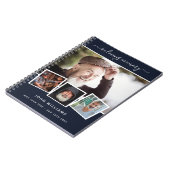 Livre d'invités funérailles photo collage bleu mém (Côté gauche)