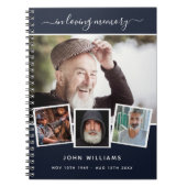 Livre d'invités funérailles photo collage bleu mém (Devant)