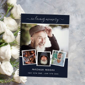 Livre d'invités funérailles photo collage bleu mém