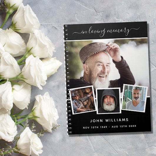Livre d'invités funérailles photo collage noir mém