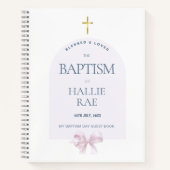 Livre d'invités Girl's Modern Pink Bow Baptism (Devant)