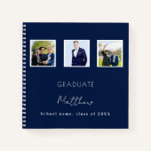 Livre d'invités graduation marine bleu blanc nom p (Devant)