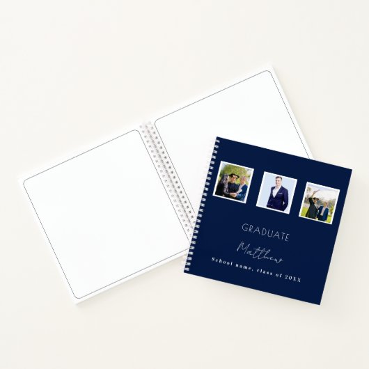 Livre d'invités graduation marine bleu blanc nom p (Intérieur)