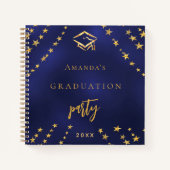 Livre d'invités graduation marine bleu or étoiles (Devant)