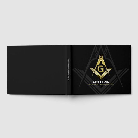 Livre d'invités maçonnique noir et or | Freemason (Complet)