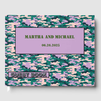 Livre D'Invités Mariage De Camouflage Rose Et Vert
