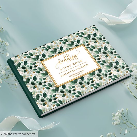 Livre D'Invités Mariage Design Dark Green Et Gold