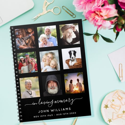 Livre d'invités photo collage noir mémorial funéra